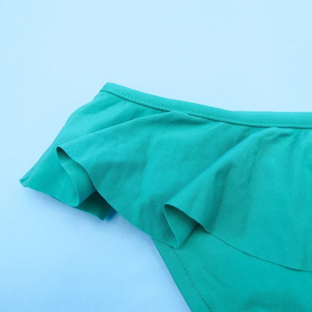 Victorias Secret Medium Green Ruffle Frill Hipster High Waist Bikini Bottom Aqua